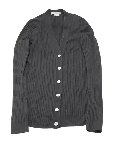 Vince Ribbed Cardigan In Black Rayon In Grey