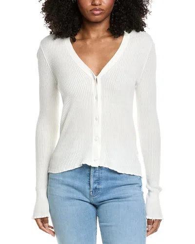 Vince Ribbed Cardigan In White