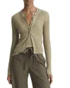 Vince Ribbed Cashmere And Silk Fitted Cardigan In Green
