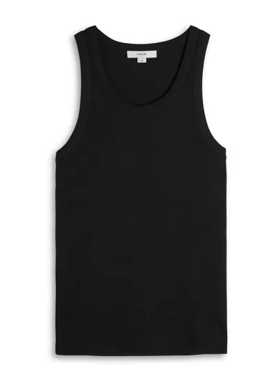 Vince Ribbed Cotton-blend Tank In Black