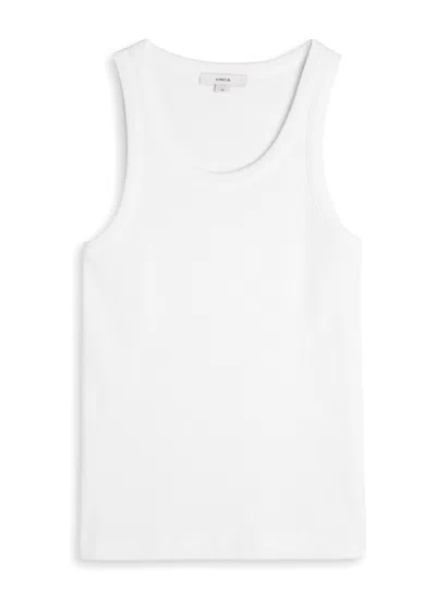 Vince Ribbed Cotton-blend Tank In White