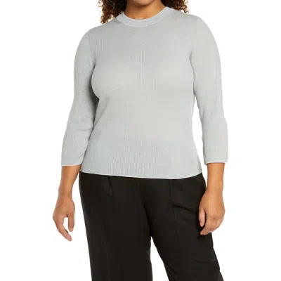 Vince Ribbed Cotton Sweater In Mist/sea Stone