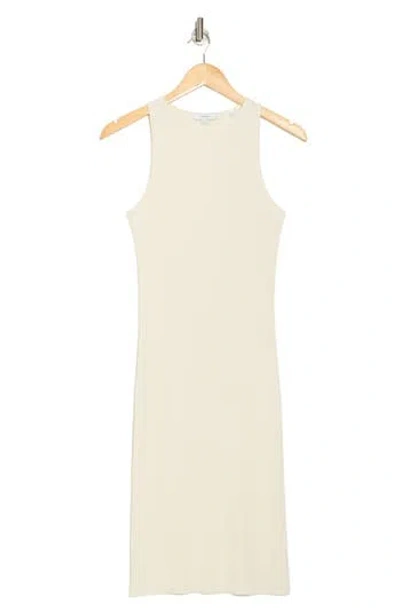 Vince Ribbed Cotton Tank Dress In Off White