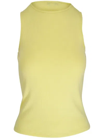Vince Ribbed Cotton Tank Top In Yellow