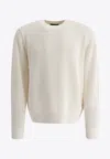 Vince Ribbed Crewneck Sweater In White
