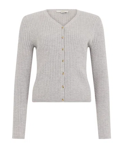 Vince Cable-knit Button-up Cardigan In Gray