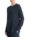 Vince Ribbed Donegal Cashmere Tunic In Blue