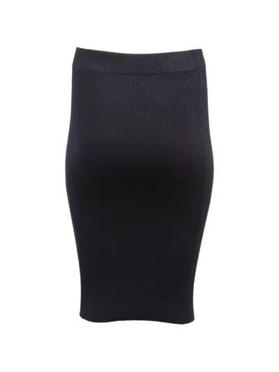 Pre-owned Vince Ribbed Elasticated-waistband Midi Skirt In Blue