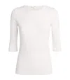 Vince Ribbed Elbow-sleeve T-shirt In White