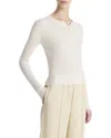 Vince Ribbed Henley Shirt In White