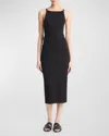 Vince Cotton-blend Ribbed High-neck Tank Dress In Black In Black