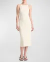 Vince Rib Tank Midi Sweater Dress In Flaxen