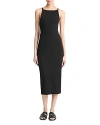 Vince Cotton-blend Ribbed High-neck Tank Dress In Black