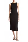 Vince Ribbed High-neck Tank Dress In Black In Black