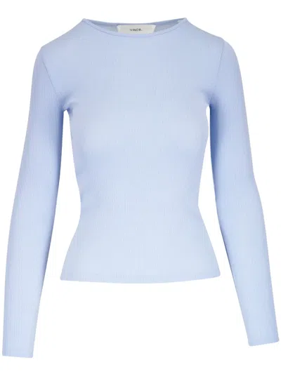 Vince Rib Pima Cotton Long Sleeve Crewneck T-shirt In Kyanite