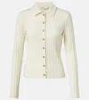 Vince Long-sleeve Ribbed Button-front Top In White