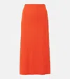 Vince Ribbed Knit Midi Skirt In Red