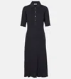 VINCE RIBBED-KNIT COTTON-BLEND POLO DRESS