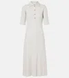 Vince Ribbed Elbow-sleeve Polo Midi Dress In White