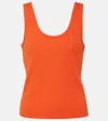 VINCE RIBBED-KNIT COTTON-BLEND TANK TOP