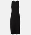 VINCE RIBBED-KNIT JERSEY MIDI DRESS