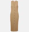 Vince Sleeveless Ribbed Button-front Dress In Sand