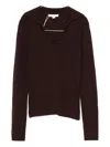 Vince Ribbed-knit Polo Top In Burgundy