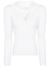 Vince Ribbed-knit Polo Top In White