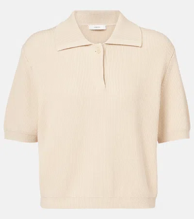 VINCE RIBBED-KNIT SILK AND COTTON POLO SHIRT