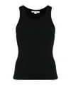 Vince Ribbed-knit Sleeveless Tank Top In Blk Black