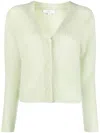 Vince Ribbed-knit V-neck Cardigan In Green