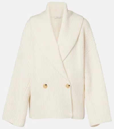 Vince Ribbed-knit Wool-blend Jacket In Neutral