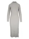 Vince Long Sleeve Rib Maxi Dress In Gray