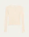 Vince Ribbed Long-sleeve Henley In Neutral