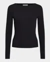 Vince Ribbed Long-sleeve High-neck Top In Black