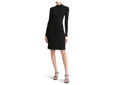 Vince Ribbed Long Sleeve Short Dress In Black