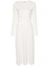 Vince Rib-knit Long-sleeve Midi Dress In White