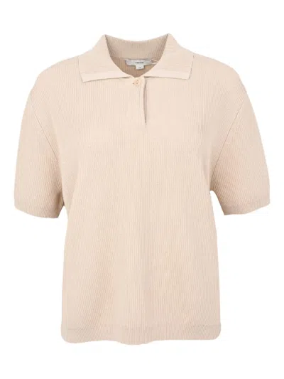 Vince Ribbed Polo Shirt In Neutral