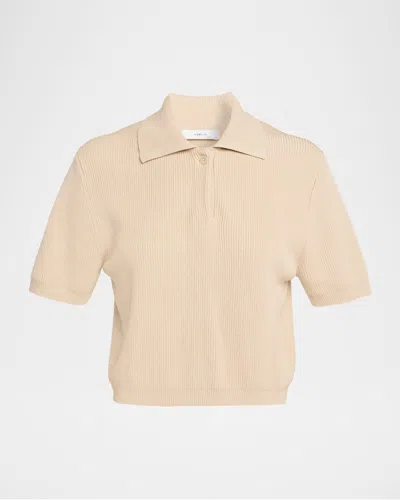 VINCE RIBBED POLO TOP