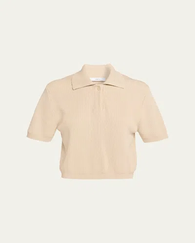 VINCE RIBBED POLO TOP