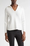 Vince Ribbed Pullover Sweater In White