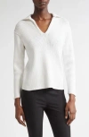 Vince Ribbed Pullover Sweater In White