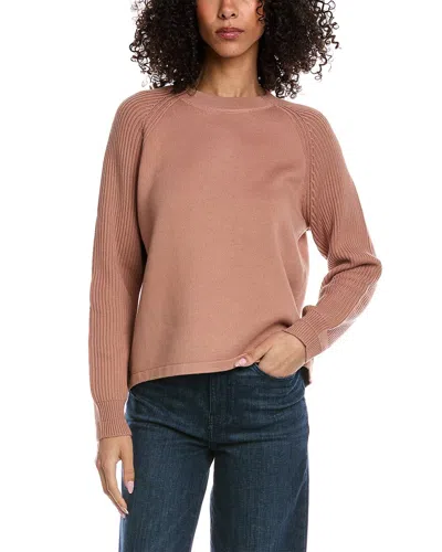 Vince Ribbed Raglan Sweater In Brown