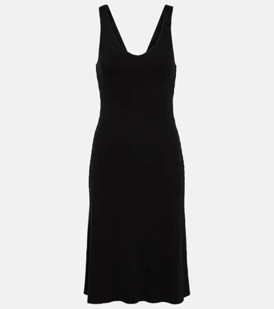 Vince Ribbed Scoop-neck Midi Dress In Black