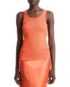 Vince Ribbed Scoop Neck Tank In Orange