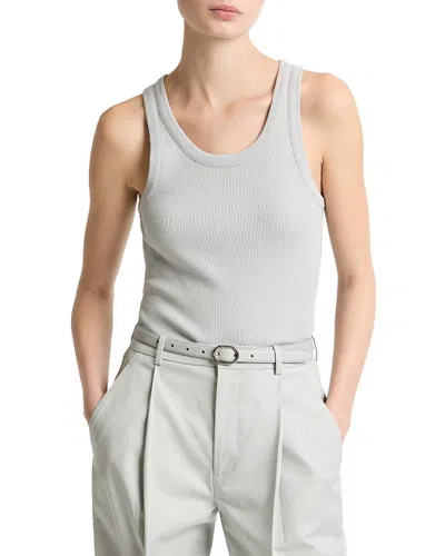 Vince Ribbed Scoop Neck Tank In Gray