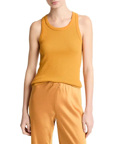 Vince Ribbed Scoop Neck Tank In Orange