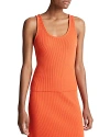 Vince Scoop-neck Rib Tank Top In Ruby Dusk