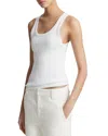 Vince Ribbed Scoop Neck Tank In White