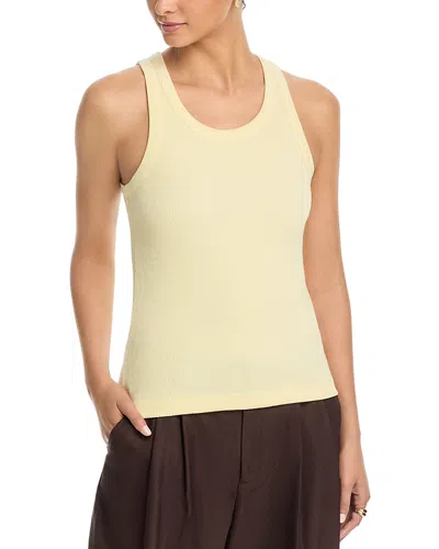 Vince Ribbed Scoop Neck Tank In Yellow